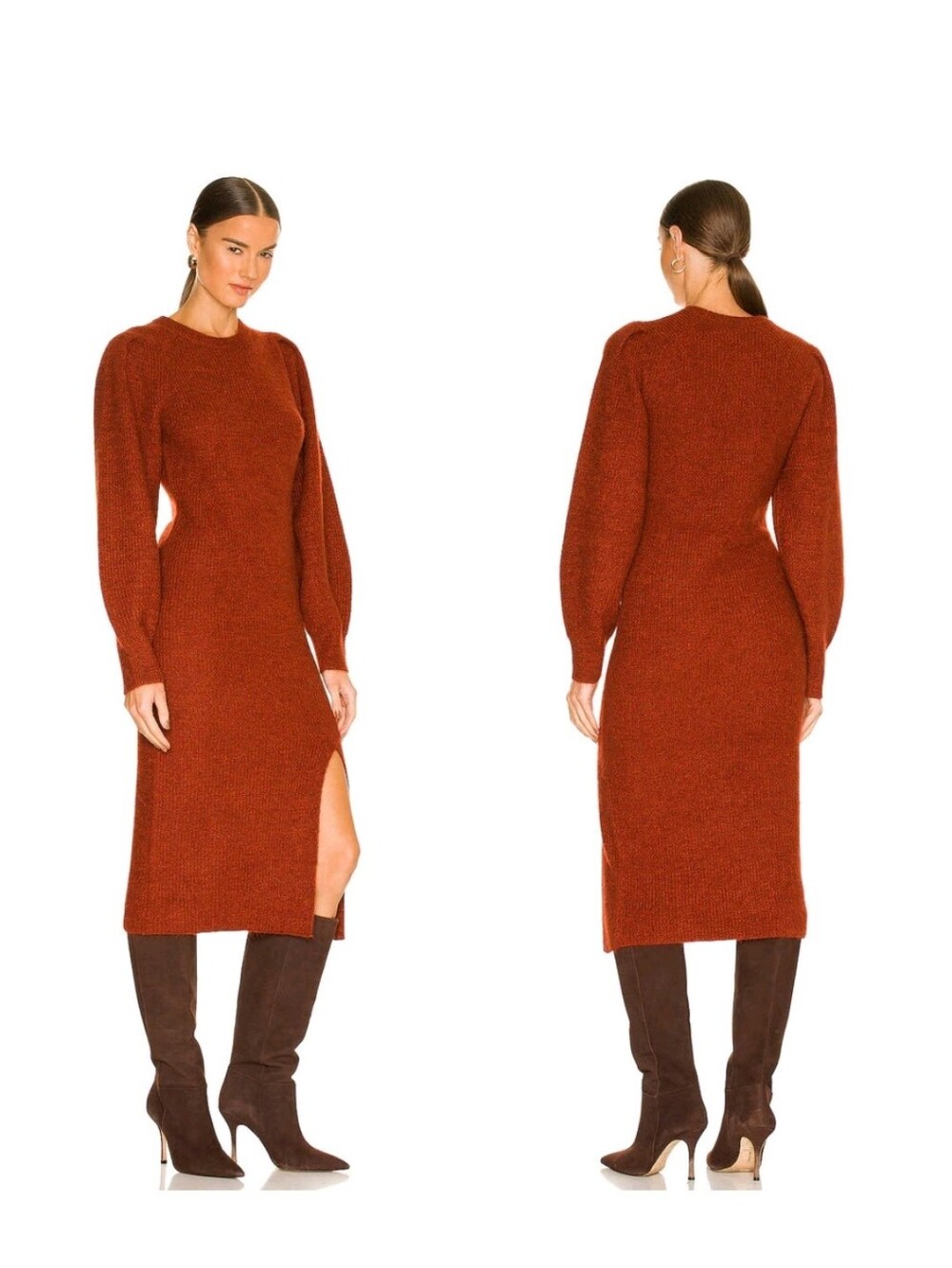 Rag & Bone Liana Sweater Dress in a rustic brown color,